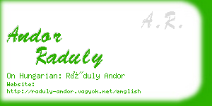 andor raduly business card